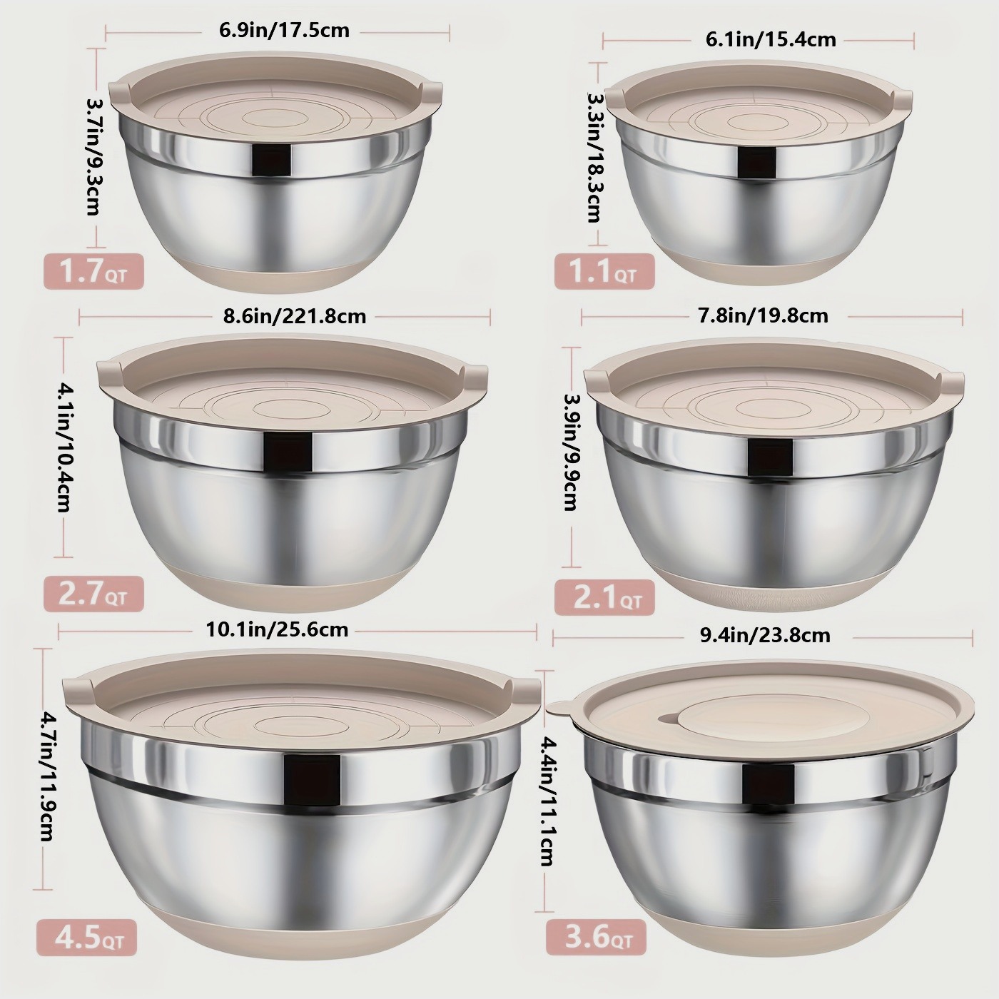 Kitchen Baking Bowls - Stainless Steel Mixing Bowls Set –