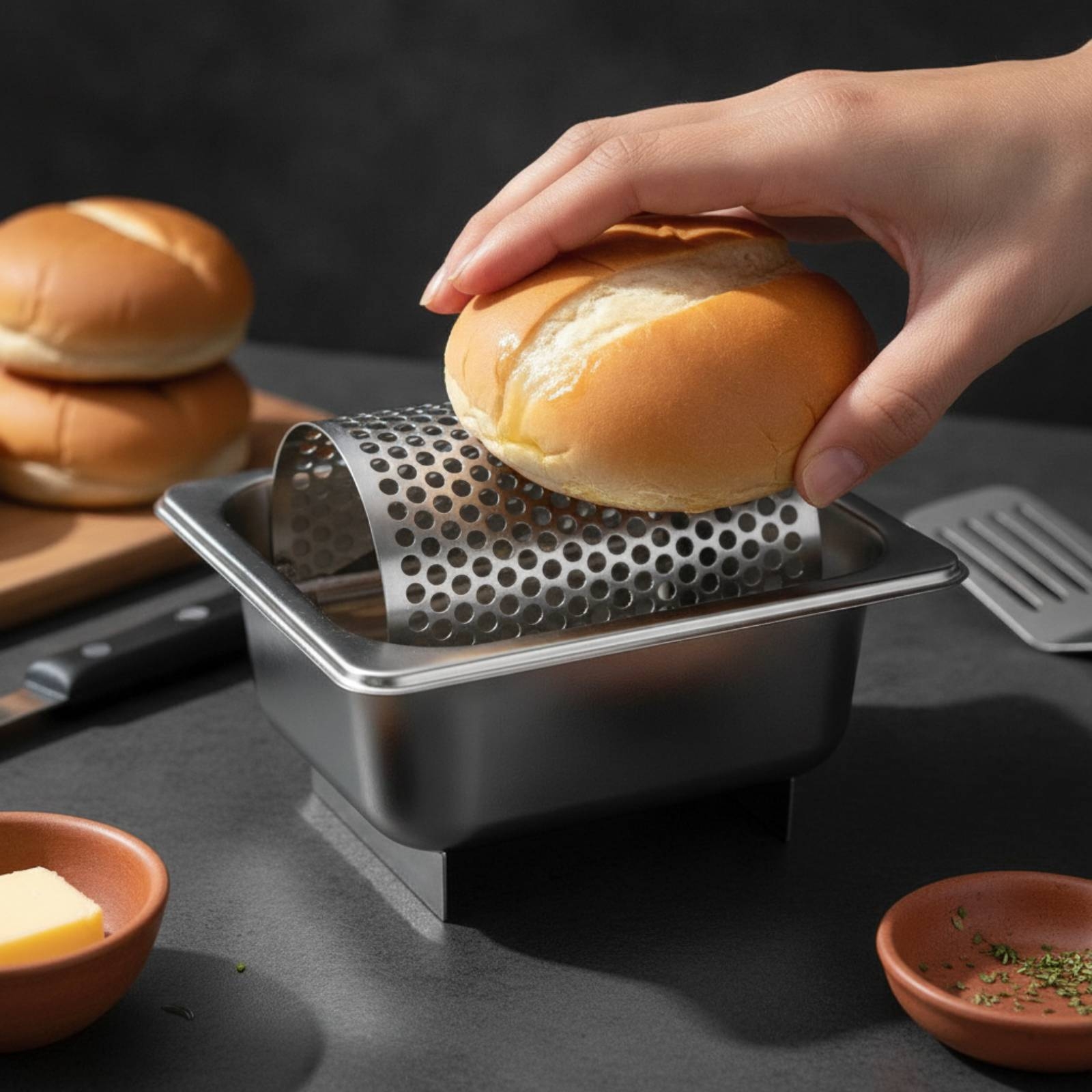 Kitchen Utensils - Butter Roller with Tray Stainless Steel