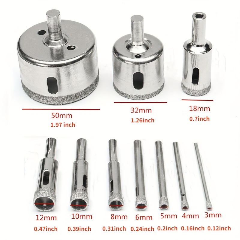 10PCS 3-50mm Diamond Hole Saw  - Rolling Pin Marble incelemesi ve fiyatı