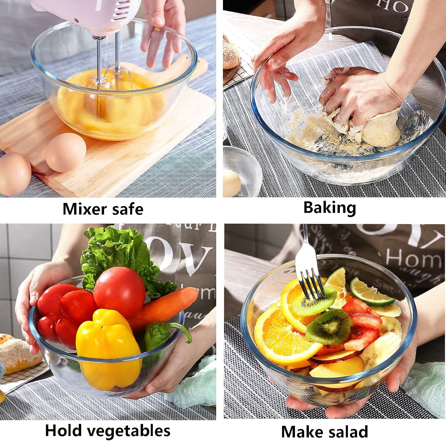 Glass Mixing Bowl Set of 3 for - Kitchen Baking Bowls incelemesi ve fiyatı