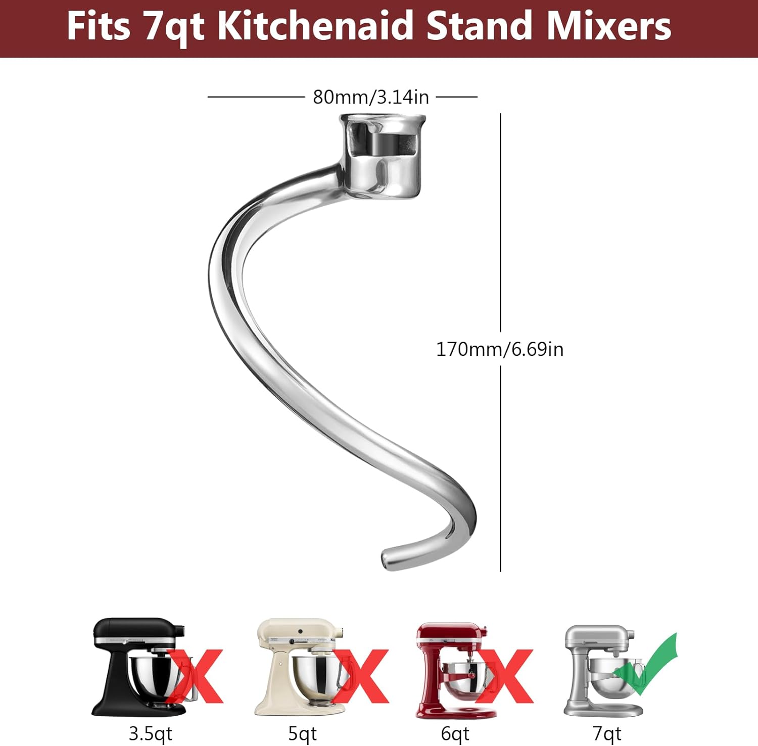 Stainless Steel Dough Hook Att - Kitchen Aid Baking Bread incelemesi ve fiyatı