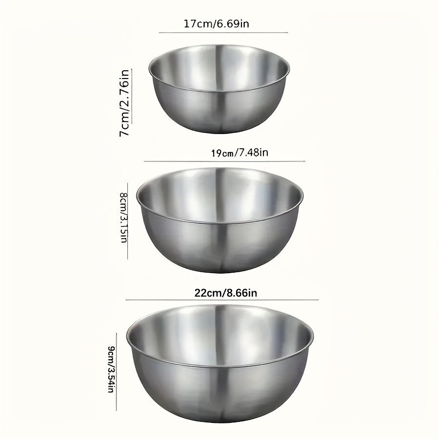 3pcs Stainless Steel Salad Bow - Kitchen Baking Bowls incelemesi ve fiyatı